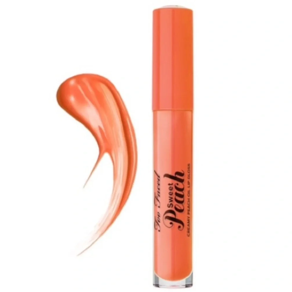 Too Faced Sweet Peach Creamy Peach Oil Lip Gloss NWT NIB in Poppin Peach Full sz